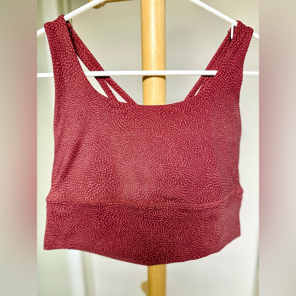 CRZ YOGA Strappy Longline Sports Bra - Impression Red Print
